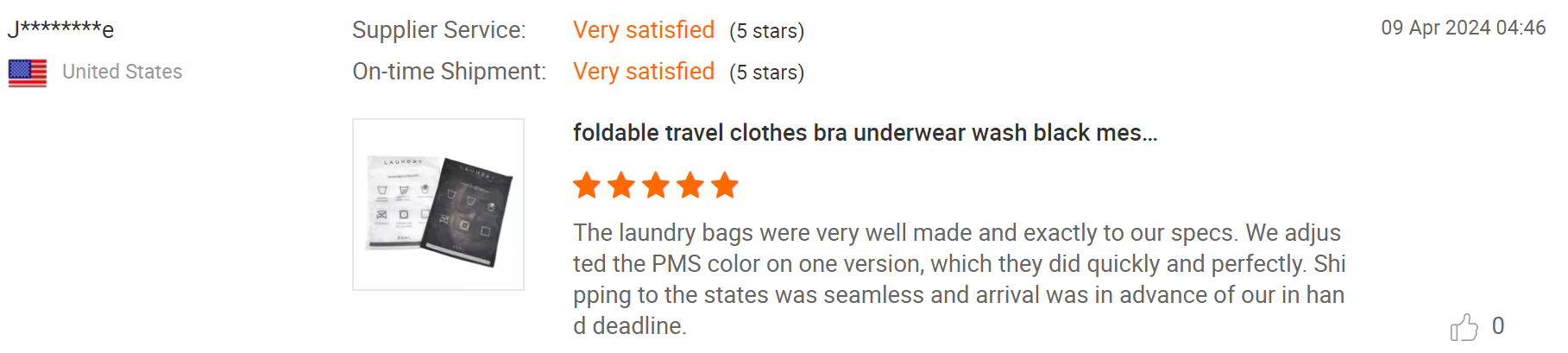 Review from USA customer