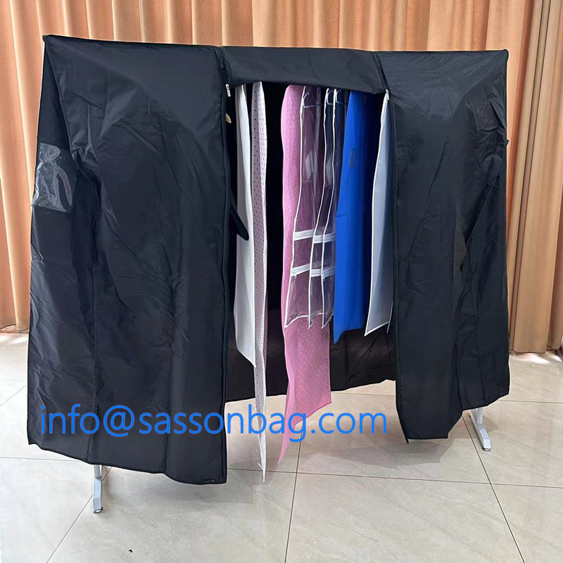 Black Taffeta 190T Material Clothes Rail Cover