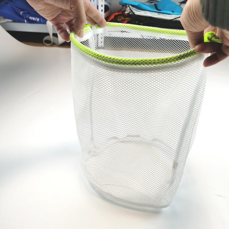 white coarse mesh laundry wash bag