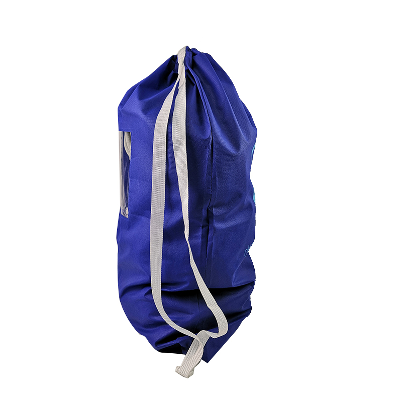 Blue Nonwoven Laundry Bag With Adjustable Strap 