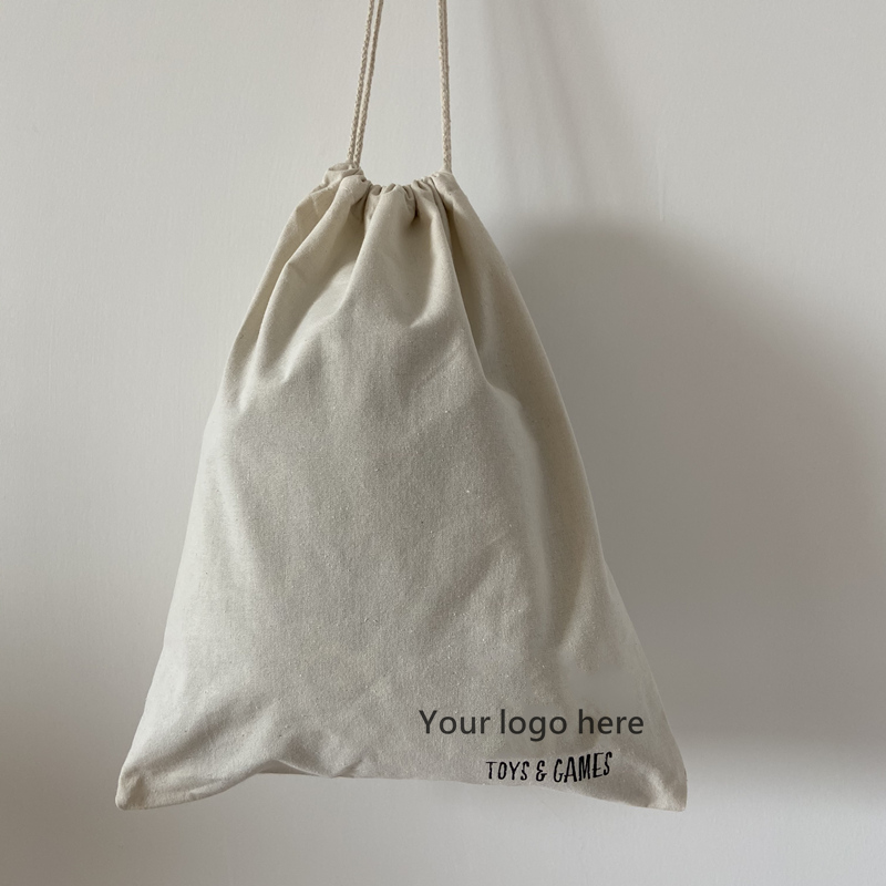 Cotton Canvas Drawstring Tote Bag 