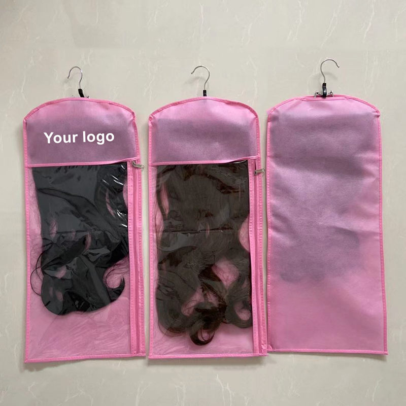 Pink Hair Extensions Zipper Bag