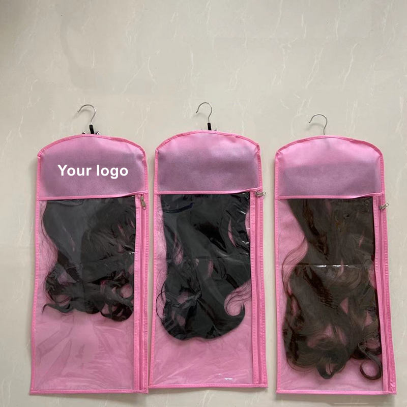 Pink Hair Extensions Zipper Bag